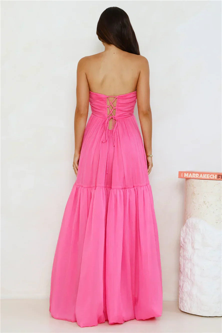Damen Bandeau-Maxikleid mit Raffdetail