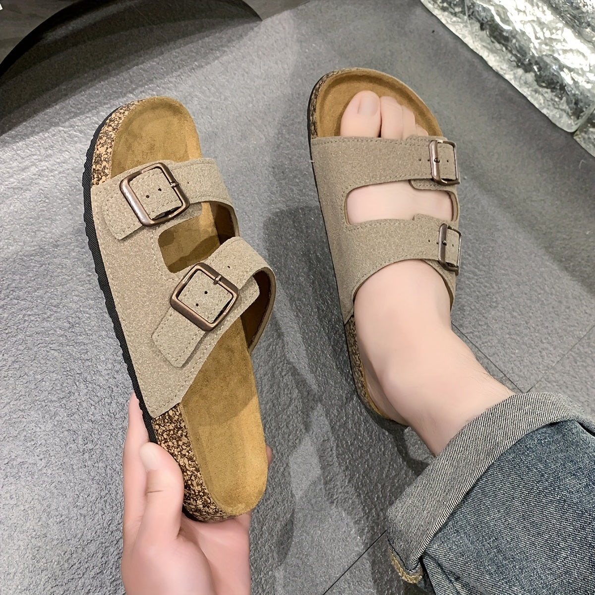 Retro-Sandalen mit doppelten verstellbaren Schnallen für Herren – Komfortabel und elegant für Herren