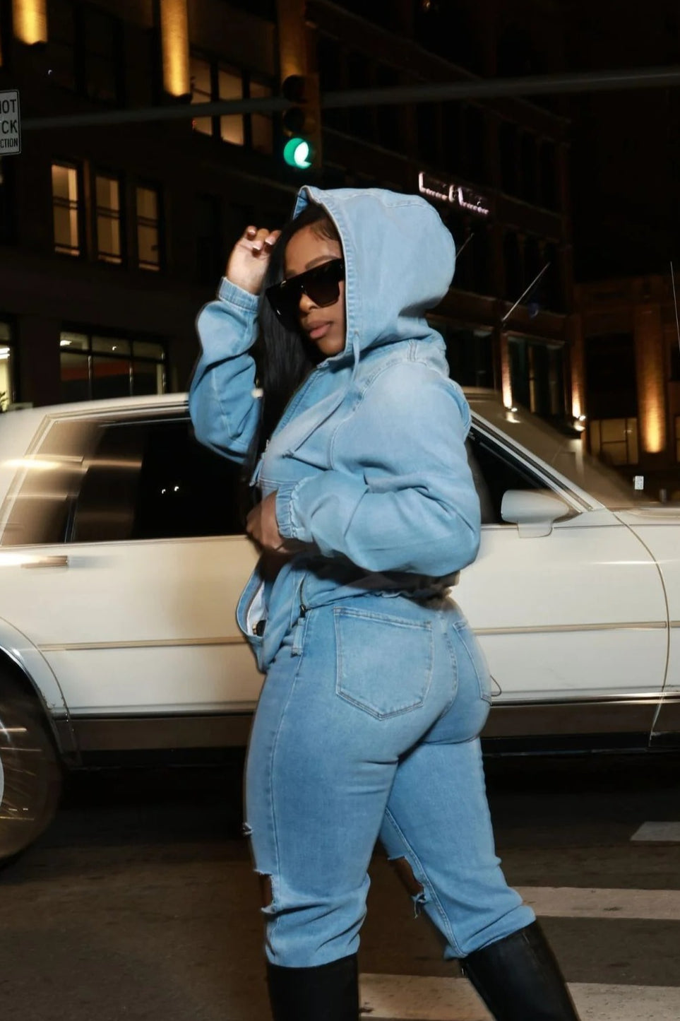 Hoodie mit Denim