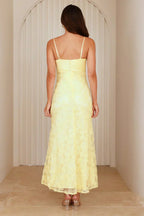 Satin-Maxikleid mit Pailletten und Mesh-Akzenten
