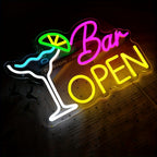 Beleuchtetes Schild “Bar Offen”: Gemütliche Dekoration