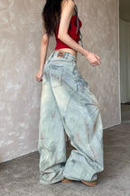 Jeans mit Denim in Blau locker geschnitten