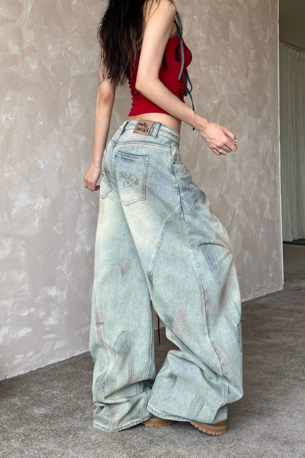 Jeans mit Denim in Blau locker geschnitten