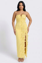 Éloise – Schulterfreies Maxikleid mit Beinschlitz und Blumenmuster