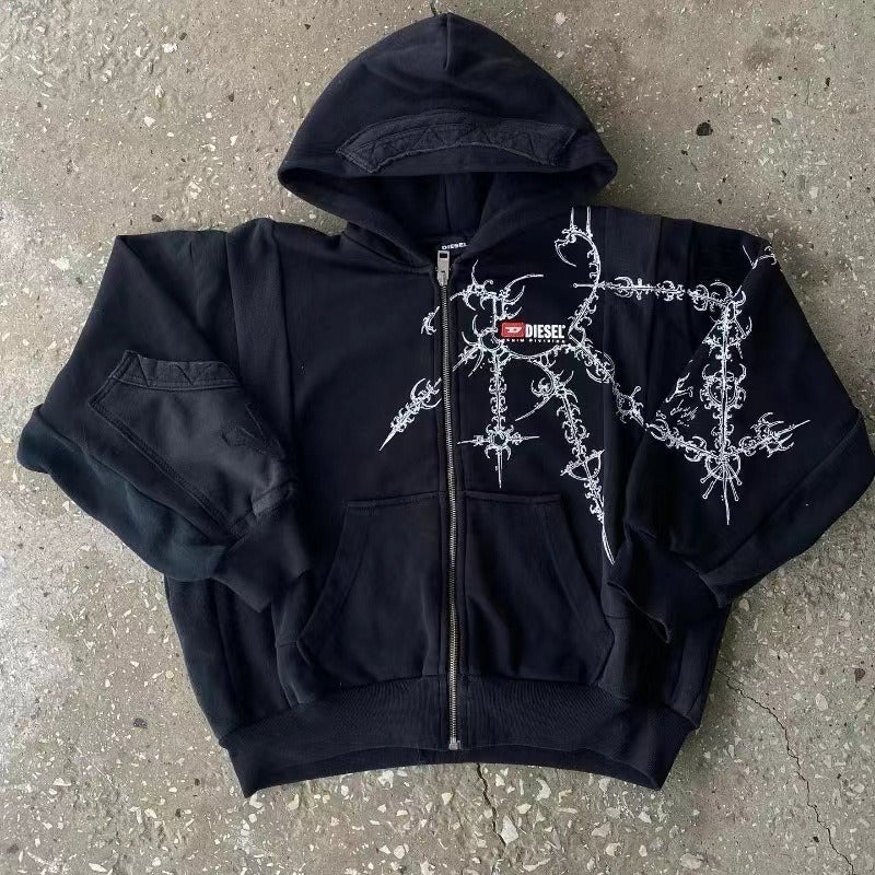 Hoodie mit Reißverschluss in Schwarz