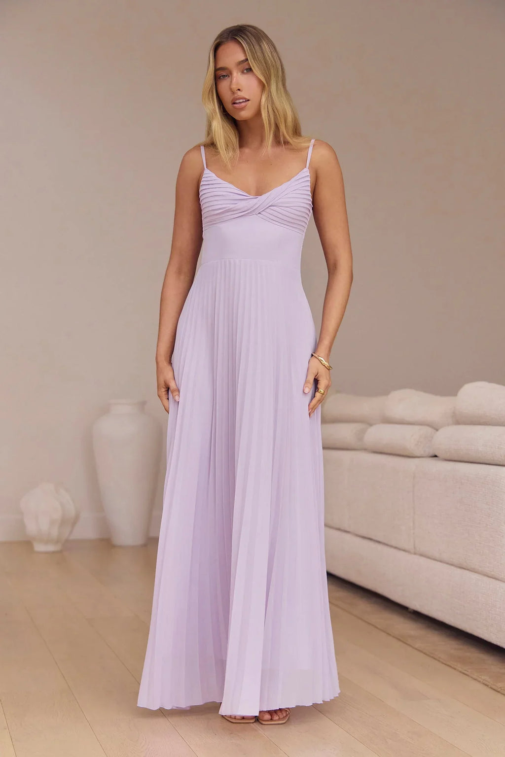 Better – Chiffon-Maxikleid mit offenem Rücken und Falten