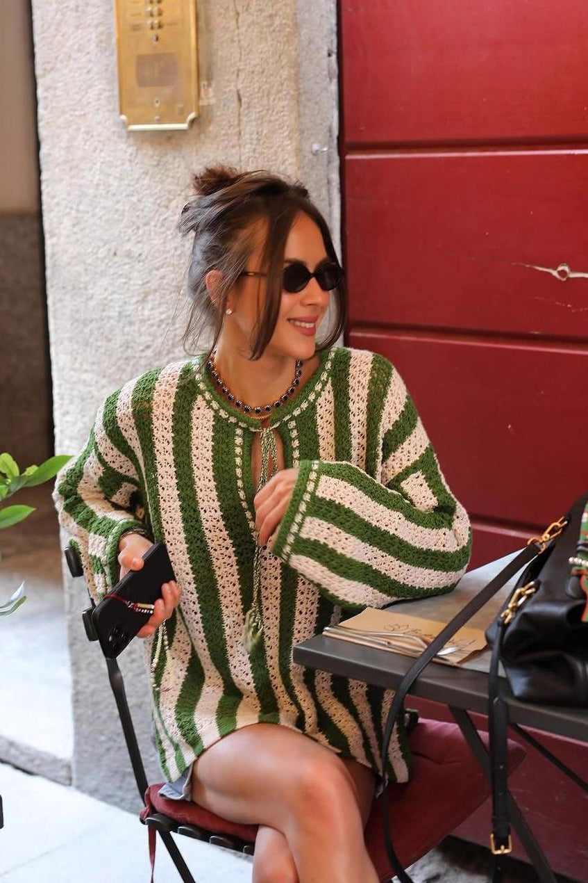 Pullover mit Bindedetail und Streifenmuster