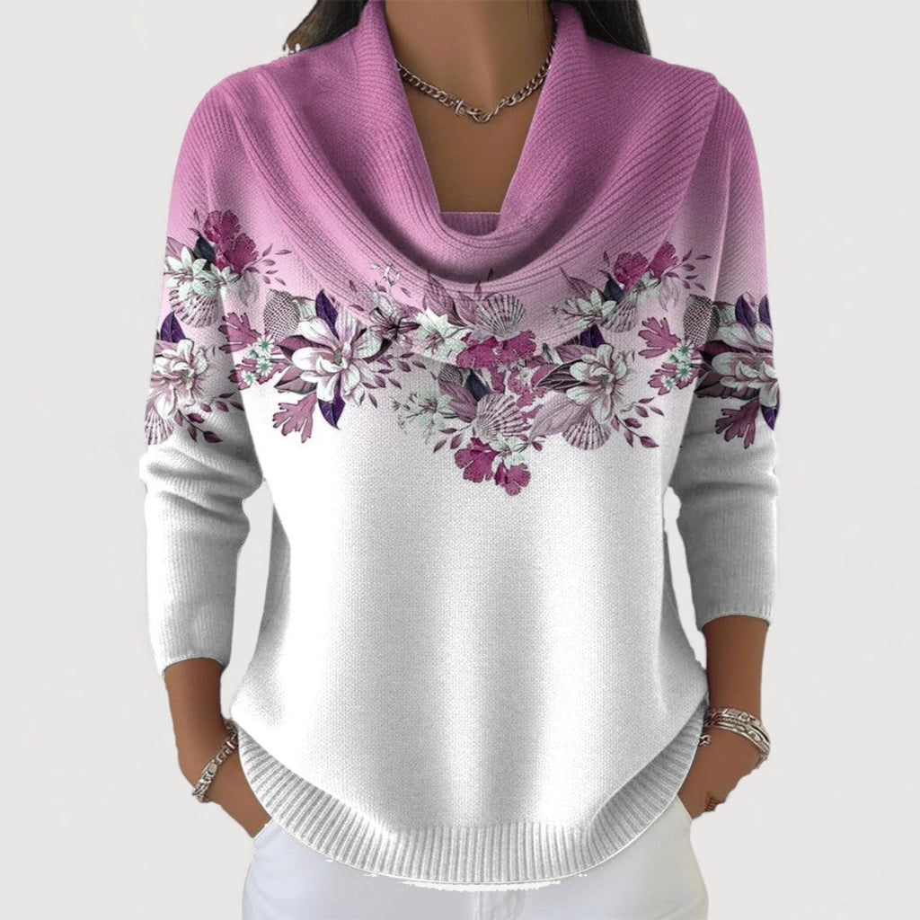 Pullover mit floralem Muster und Wasserfallkragen