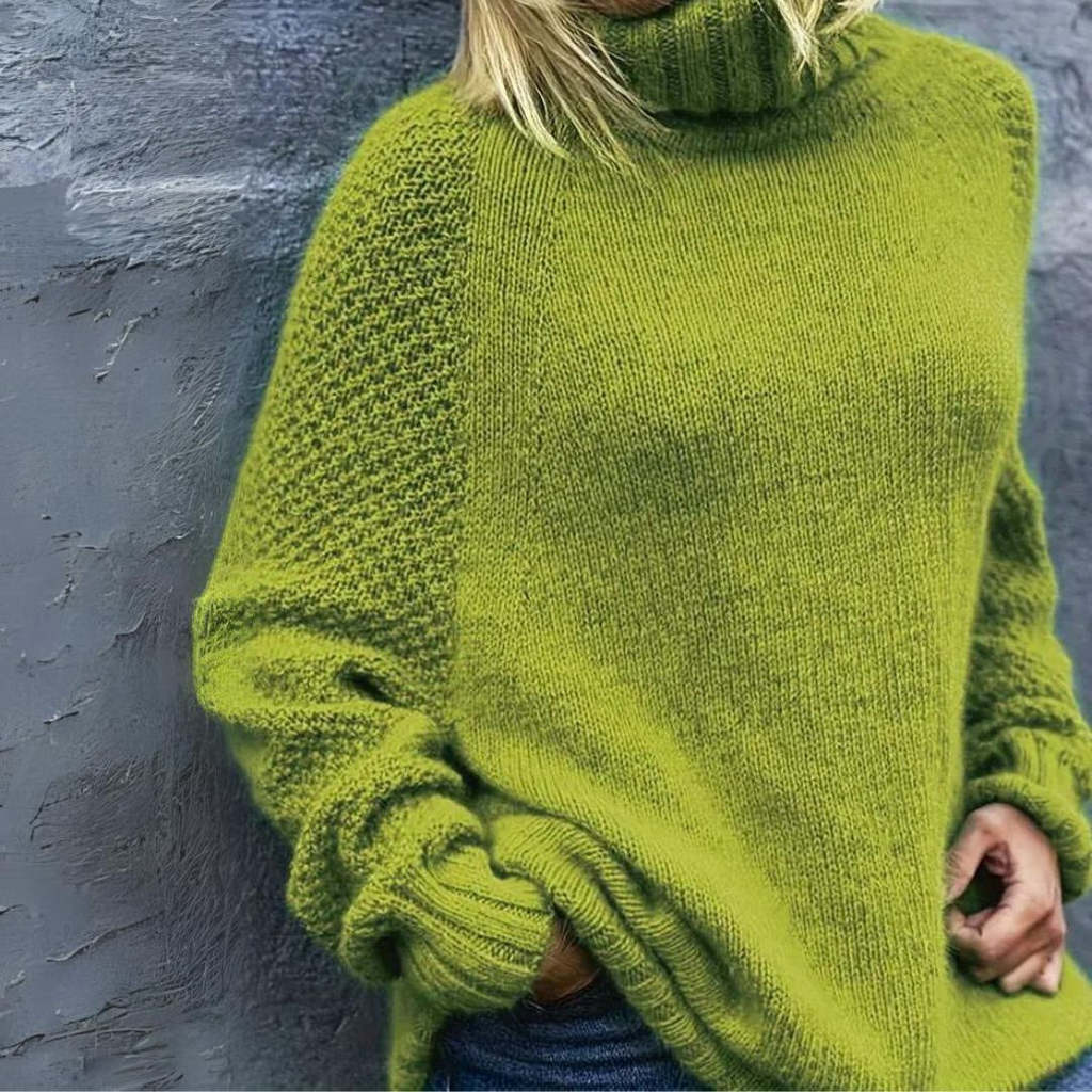 Eleganter Rollkragenpullover Angela Apfelgrün