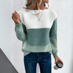 Stilvoller dreifarbiger Patchwork-Pullover