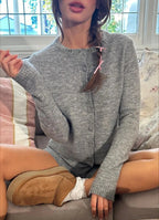 Strickjacke mit Strickstruktur in Grau