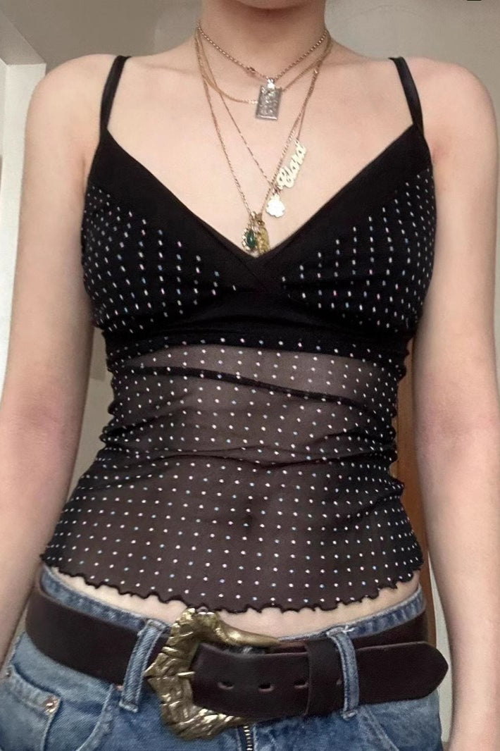 Cami-Top mit Neckholder, V-Ausschnitt und kurzem Schnitt