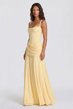 Flowing – Wickel-Maxikleid mit Korsett-Schnürung