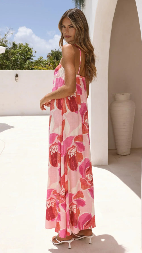 Damen Maxikleid trägerlos mit Blumenmuster