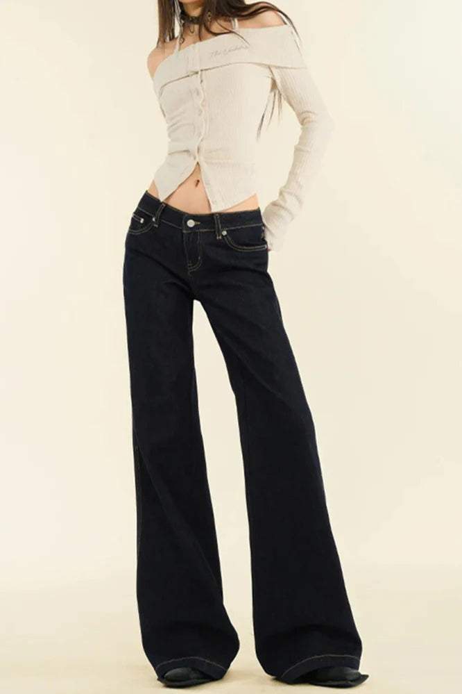 Locker geschnittene Jeans in Dunkelblau