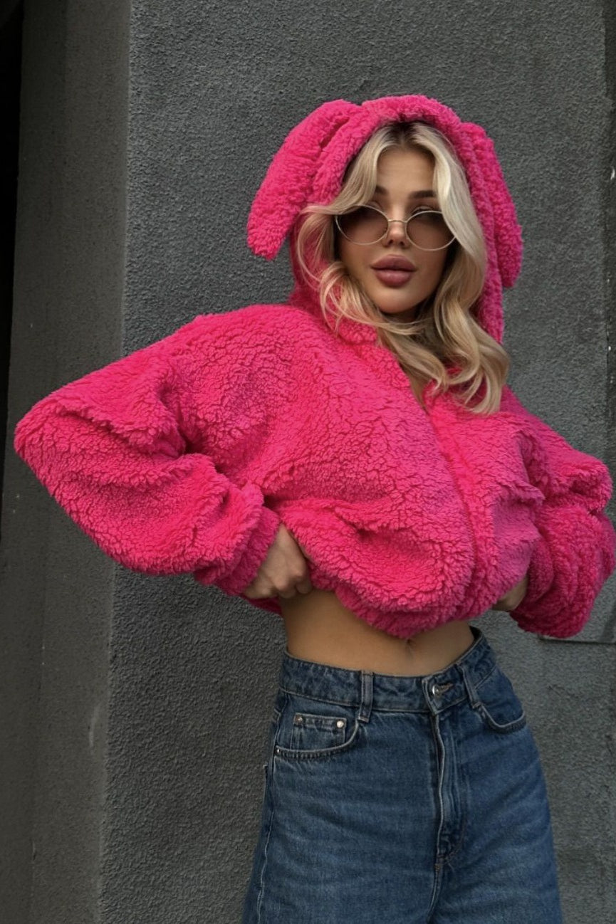 Hoodie mit Reißverschluss in Rosa