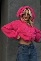 Hoodie mit Reißverschluss in Rosa
