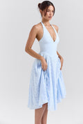 Kleid mit Neckholder in Blau