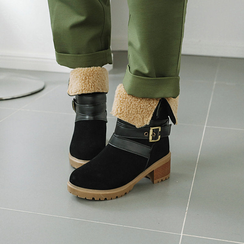 Stiefel in Wildlederoptik mit Blockabsatz