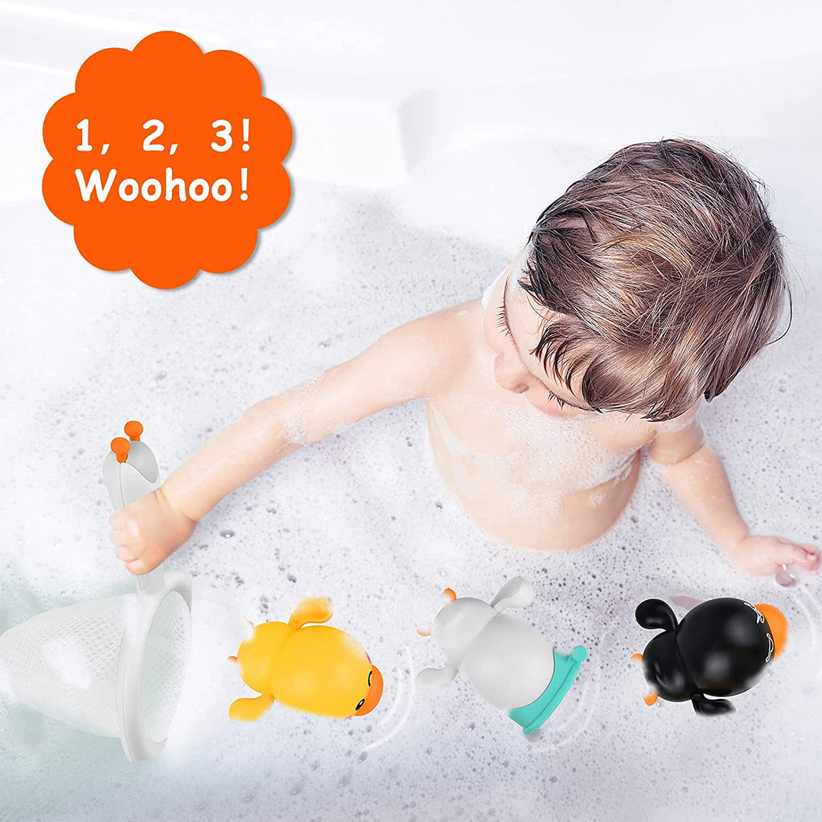SwimBuddy: Set von 3 Selbstschwimmenden Badeenten