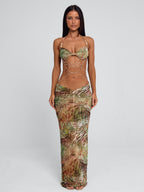 Damen Zweiteiler mit Maxirock und Schmuckdetails