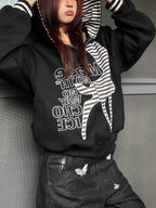 Hoodie mit Patchwork in Grau mit Mit Kapuze