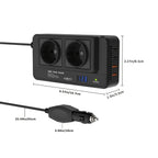 Kompakter 200W Auto-Stromwandler: Dual-Steckdosen & Quad USB