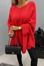 Damen Oversize Strickpullover mit Rundhalsausschnitt