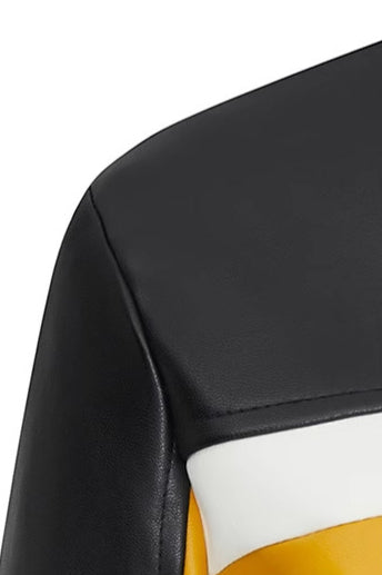 Jacke mit kurzem Schnitt, Farbblockmuster und Kunstleder