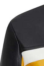 Jacke mit kurzem Schnitt, Farbblockmuster und Kunstleder