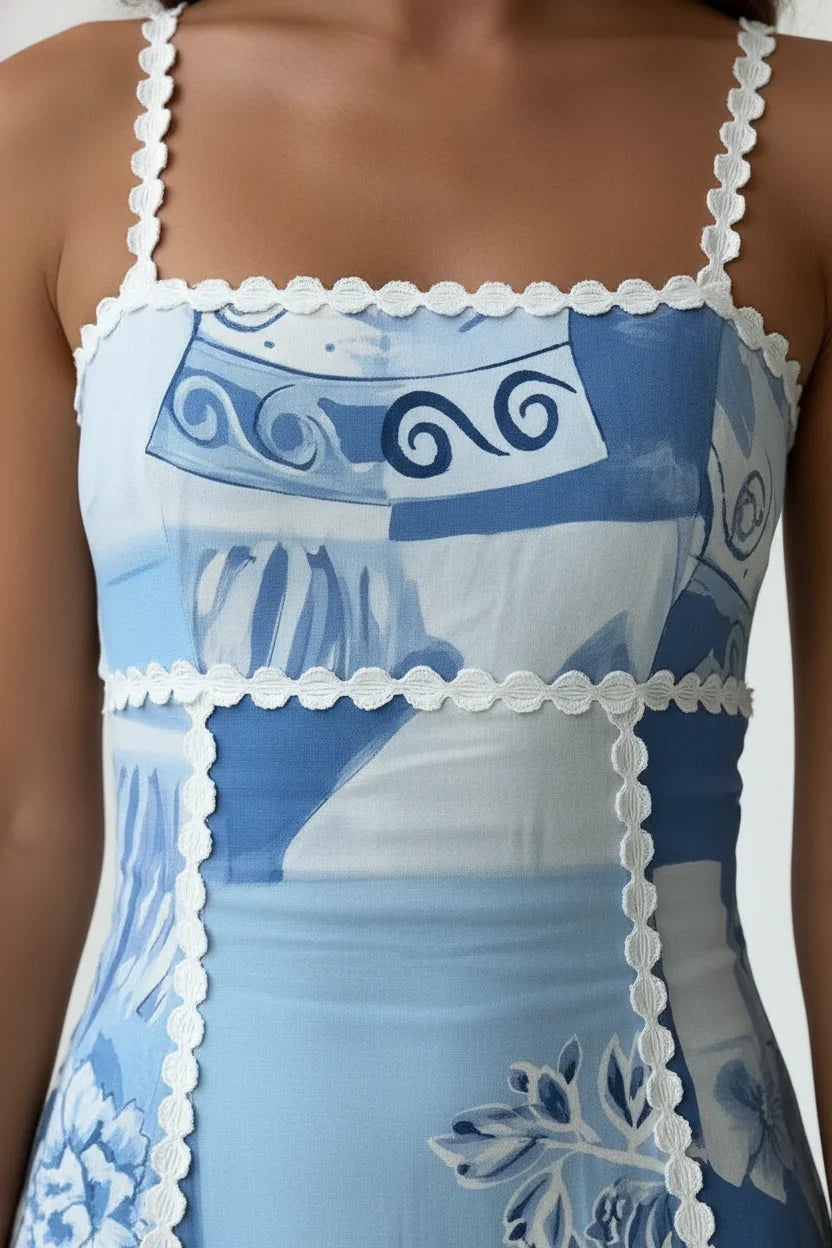 Maxikleid mit eckigem Ausschnitt und Cut-outs