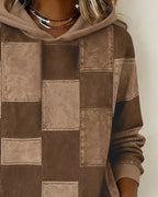 Schicker Langarm-Karierten Kapuzenpullover