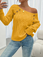 Langärmeliger Pullover Mit Zopfmuster, Lässiger Pullover Mit Rundhalsausschnitt