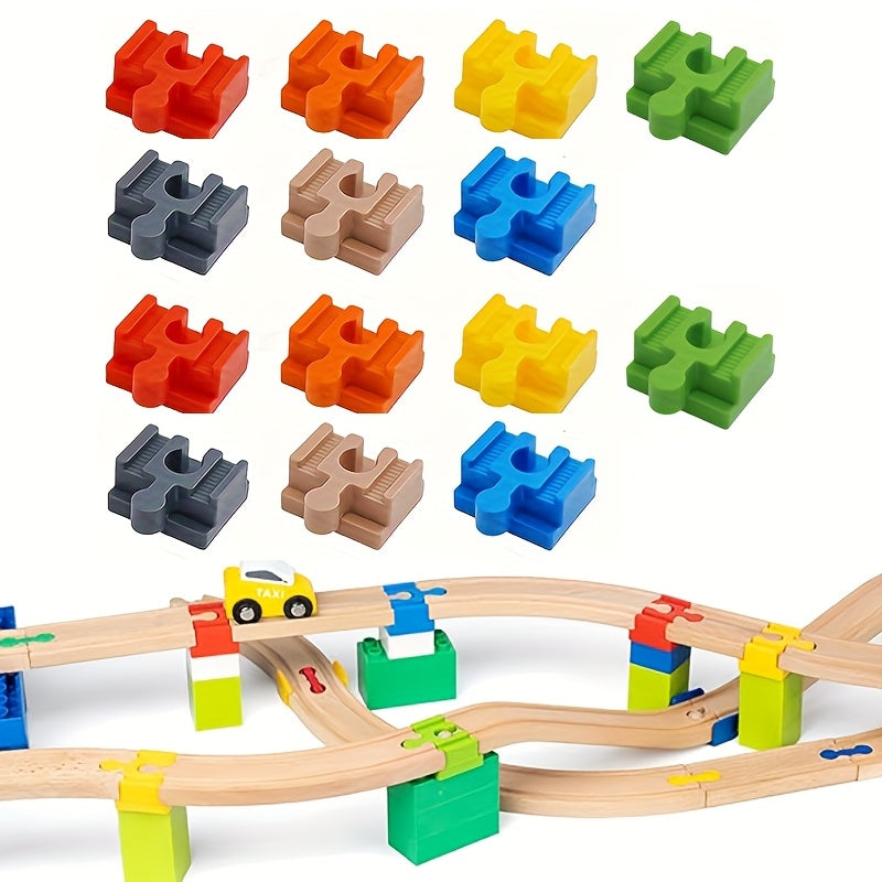 Set von 7-14 Bunt Holzgleisadaptern: Verstellbare Verbinder für den Modellbau