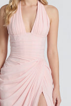 Minette – Spitzen-Maxikleid mit Neckholder und Beinschlitz