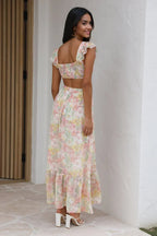 Maxikleid mit Rüschen und Cut-outs