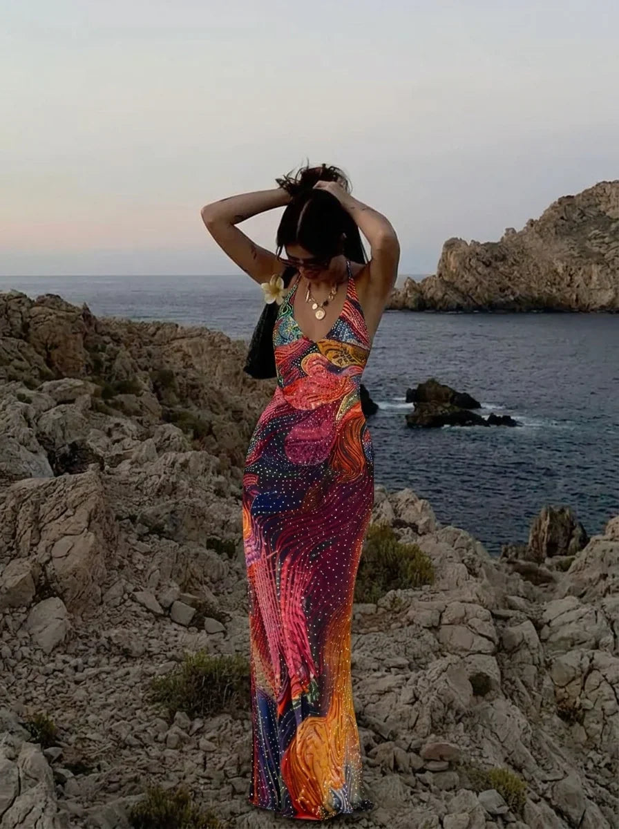 Esmeralda – Maxikleid mit Neckholder und offenem Rücken