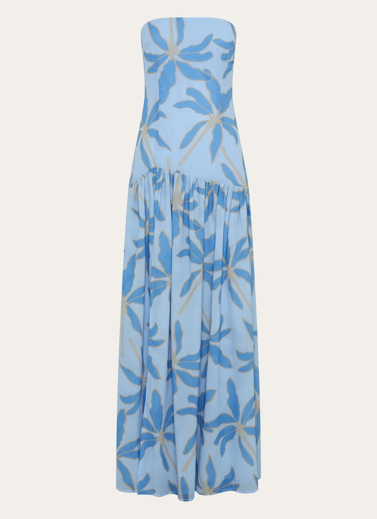 Damen Bandeau-Maxikleid mit Blumenmuster und Beinschlitz