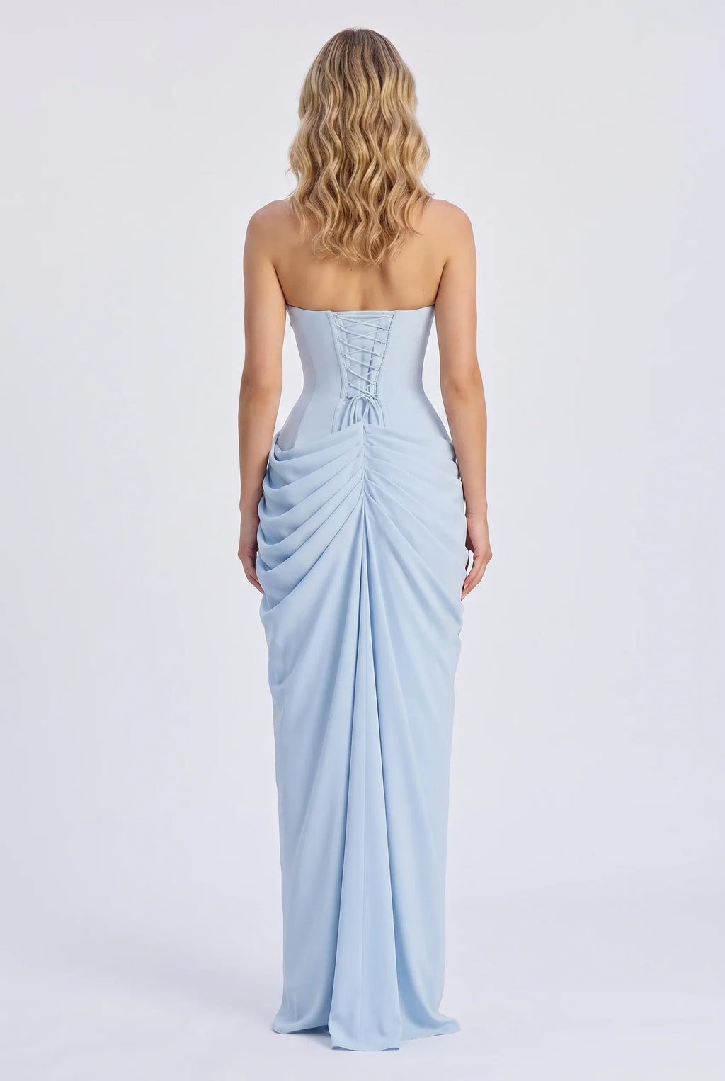 Splitted – Spitzen-Maxikleid mit Beinschlitz und Korsett-Schnürung