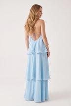 Maxikleid mit V-Ausschnitt und Neckholder
