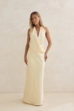 Charm – Satin-Maxikleid mit Neckholder