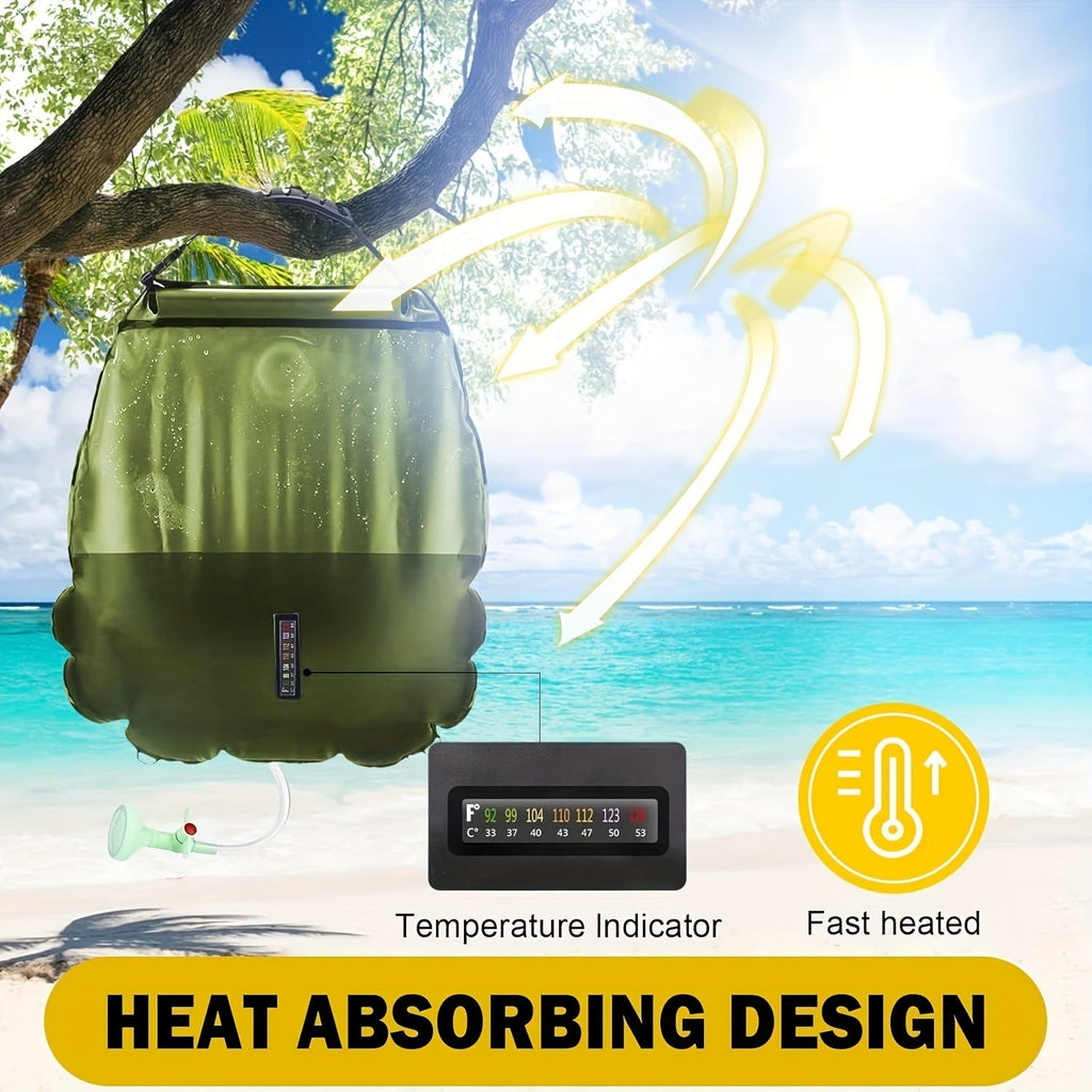 SunnyFlow Solar-Dusche Sack – Funktional, Auslaufsicher und Mit Temperaturmesser
