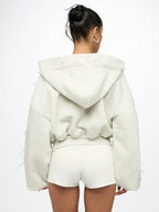 Hoodie mit Reißverschluss, Schleifendetail und Stickerei