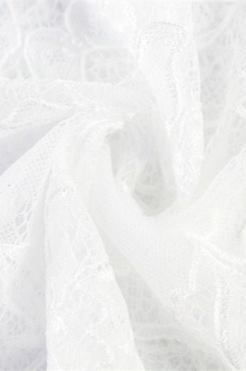 Maxirock mit Blumenmuster, Spitze und Netzdetails in Weiß