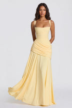 Flowing – Wickel-Maxikleid mit Korsett-Schnürung
