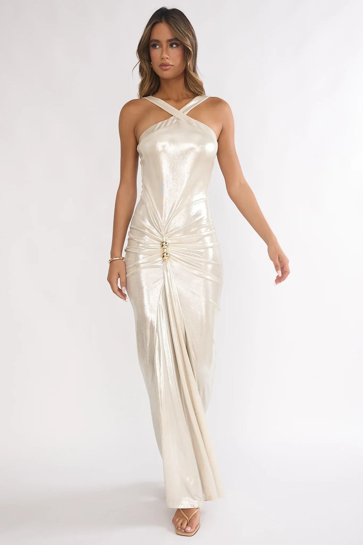 Damen Abendkleid mit Neckholder und Drapierung