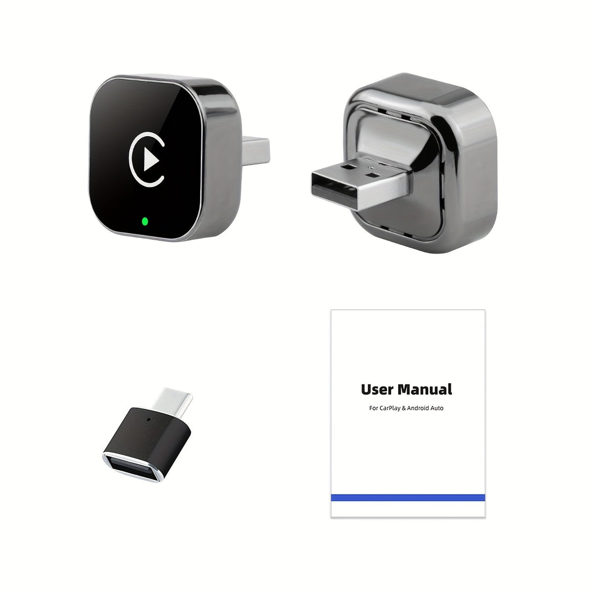 2-in-1 Drahtloser CarPlay & Android Auto Adapter: Plug & Play Schnell Verbunden