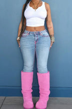 Figurbetonte Jeans mit Stickerei