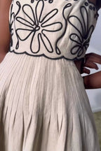 Maxikleid mit Druck in Beige