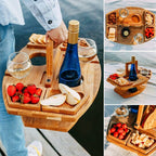 Eleganter Eichen-Picknick-Weintisch – Kompakt & Flexibel